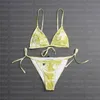 Checked Kalp Bikini Set Kadın Moda Mayo Yaz Beachwearl Mektup Baskılı Mayo Bandaj Seksi Mayo