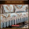 Retro Chenille Lace Sofa Cover 1 2 3 SEATER Floral Skórzowa Kanapa Procesor Protektor Podłokietnik Cover Anti-Slip European 20121298Z