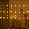 Fengrise Snowflake Lua Star Led Curtain Light Feliz Natal Decoração Para Casa Natal 2020 Xmas Presentes Feliz Ano Novo 2021 LJ201127