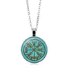 Colares Pingente Vegvisir Viking Compass para Homens Mulheres Jóias Guerreiro Símbolo Rune Amuleto Collier Vidro Cabochão Colar