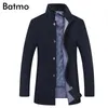 Batmo Llegada Invierno Alta Calidad Lana Espesada Gabardina Menmen's Chaquetas de lana gris Tallas grandes M-6XL1818 201128