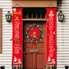 Nuove decorazioni natalizie per tende, stoffa per tende, reticolo rosso e nero, distici appesi, layout della scena natalizia