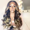 Two Tone Ombre Highlight Lace Front Wigs 100 Brazilian Virgin Human Hair Wavy Silk Base Lace Wig Long Wavy for Women 4675376