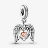 100% 925 Sterling Zilver Angel Wings Heart Dangle Charms Fit Originele Europese Bedelarmband Mode Vrouwen Bruiloft Engagement Sieraden Accessoires