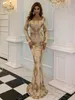 Missord Square Neck Geo Sequin Mermaid Hem Prom Dress SHE