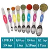 Measuring Tools Stainless Steel Magnetic Measuring Spoons with Leveler Double-Sided for Cooking Baking Dry Liquid Power Ingredients Teaspoon 8-piece Set ZL0623