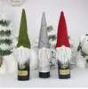 US Stock NEW Julklappspåse Dekorationer Santa Claus Bag Vin Glasflaska Set Jul Champagne Dekoration Vinväska FY7175