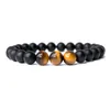 Kvinnor Mens Natural Black Matte Agate Pärledarmband Tiger Eye White Turquoise Pärlor Armband Fashion Jewelry