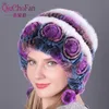 Natural Soft Knitted Rex Rabbit Fur Hat Russia Women Winter 100% Genuine Caps Lady Warm Real Hats 211229