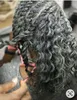 topper per capelli grigi da donna Sale e pepe ricci afro soffio naturale grigio argento rilassato ondulato coda di cavallo umana estensione coulisse coda di cavallo parrucchino 1pz