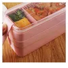 3 Layer Lunch Box Healthy Material Wheat Straw Bento Boxes Microwave Dinnerware Food Storage Contain jllTIc