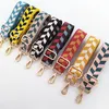 2021 Wide Colored Striped Bag Straps DIY Bag Tillbehör Delar Byte Skulder Bälten Handväska Rem Långband Hantera Guldspänne