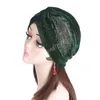 Kvinnor Gorgeous Vintage Gold Velvet Turban Hat Rhinestoned Ruffle Headscarf Indian Hat Kvinnors Muslim Hijab Hårtillbehör