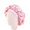 Kids Size Satin Bonnet Print Cute Patterns Lovely Hair Care Sleep Hat Children Loose Silky Beanie With Wild Elastic Band