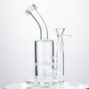 Roze Glazen Bong 8 Inch Waterpijpen 5mm Dik Dab Rig Waterpijp Bowl Beecomb Douchekop Perc Bongs Heady Mini Pipe Wax Oil Rigs Roken Gebogen Buis LXMD21401