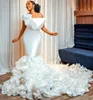 2022 Plus Size Arabo Aso Ebi Elegante sirena Abito da sposa sexy Una spalla Livelli Abiti da sposa Abiti ZJ445