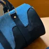 Denim Patchwork Kussen Handtas Tote Dames Handtas Pouch Two-Tone Kussens Vormige Tassen Kleine Size Buttes Lederen Dames Clutch Handtassen