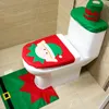 3ピースのクリスマストイレカバーマット素敵なサンタクロースバスルームマットクリスマスの装飾浴室サンタトイレカバーラグホームデコレーションVT1842