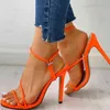 2022 Summer Shoes Women Black Sandals High Heels New Candy Color Design One Line Belt Thin Heel Y220106