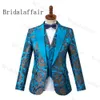 Bridalaffair Shinny Lake Mavi Erkekler Suits 3 Parça Sonbahar Ziyafet Serisi Damat Erkekler Düğün Smokin Erkekler Parti Takımları Tepe Yaka 201106