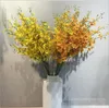 Pomarańczowy taniec orchidea pojedyncza gałąź imitacja dekoracyjne kwiaty Oncidium modelu pokoju dekoracji sztuczny kwiat ślub