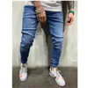 Erkek Kot Pamuk Erkekler Pantolon Denim Pantolon Siyah Sıska Ince Hip Hop Spor Elastik Bel Erkek Mens Jeans1