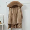 LUZUZI Veste d'hiver pour femme à capuche X-Long épais coton chaud rembourré Parkas femme doublure en laine détachable plus taille vestes manteau 201210