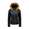 Nouvelle Veste D'hiver Femmes Parkas Grande Fourrure À Capuche Épais Vers Le Bas Coton Rembourré Parka Femme Veste Manteau Court Mince Chaud Outwear XXL 201019