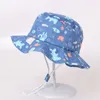 Kids Bucket Hoeden Kinderen Cartoon Stijl Katoen Verpakking Opvouwbare Visserij Caps Baby Canvas Zomer Wide Breimmed Beach Sun Hat