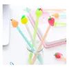 4 peças Papelaria coreano Frescura bonito Kawaii caneta de frutas alças criativas de oferta de escolas gel gel penas presente freebie sqcfkv new_dhbest