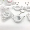 100PCS Wedding Favors Love is Brewing Teapot Measuring Tape Keychain Portable Mini Key Chain in Organza Bag with Tag Practical Gift