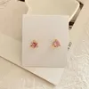 Colorful Zircon Ear Studs Round Crystal Earrings 18K gold Cover Brass Cute Jewelry for Girls