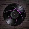 Basketbal bal silhouet teken laser geëtst vinyl record wandklok stille sweep voor tiener ruimte sport kunstwerk home decor klok H1230