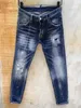 Modig europeisk och amerikansk mäns casual jeans i, högkvalitativ tvättad, hand slitna, täta rippade motorcykel jean lt002