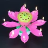 Innovative Party Cake Candle Musical Lotus Flower Rotating Happy Birthday Candle Light Party Gift DIY Cake Decoration