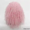 Afro kinky Curly full syntetiska peruker rosa färg simulering mänskligt hår perruques de cheveux funska peruk 19326-2317 #