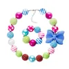 Conjuntos de colar de meninas de bebê 78 Design Meninas Pingente Chunky Bead Colar Pulseira Bandeira Americana Unicórnio Diamante Criança Festa Jóias4850231