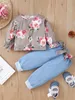 Baby Floral Print Flound Рукава Лучшие Брюки