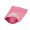 100 Pcs Colored Aluminum Foil Stand Up Zip Lock Pouches with Clear Window For Snack Storage Resealable Bag 201021182L