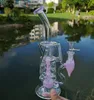 Double Recycler Water Pipes Turbine Perc Hookahs Fab Egg Bent Type Oil Dab Rigs 14.5mm Female with Bowl HR319