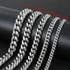 6 8 10 12 14 mm Stainless Steel Cuban Link chains 18 24 inch zirconia necklace jewelry Hip Hop electroplated Necklace for men women party wholesale chunky chains