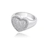 18k White Gold Bling Heart Love Cubic Zirconia Womens Rings Iced Out Diamond Wedding Engagement Band Ring Hip Hop smycken gåvor FO241C