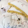 Conjuntos de cama puro algodão todo escovado bordado rendas de quatro peças conjunto de cama de cama equipada luz luxo