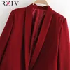 RZIV women's blazer suit jacket coat casual solid color single button coat OL blazer suit 201106