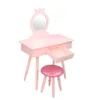 WACO Kids Eitelkeit Tisch und Stuhl, Pretend Play Vanity Set mit Spiegel, Make-up-Ankleide-Tisch-Set mit Schubladenzubehör für Mädchen Dreamland