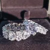 Real 925 Sterling Silver Ovala Princess Cut Bröllop Ring Set för Kvinnor Förlovningsband Eternity Smycken Zirconia R4975