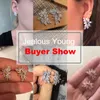 UILZ Neweat 14cm Size Cubic Zirconia Leaf Stud Earrings for Women Fashion Crysyal Bridal Wedding Jewelry Drop UE223317818027
