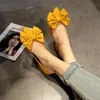 2021 Wiosna jesienne pompy Buty Med High Heel Siate Toe Chunky Square Heel Slip On Pompy Z Big Bow Sweet Women Shoes