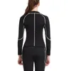 Women Thermo White line Shirt Sweat Sauna Pants Body Shapers Waist Trainer Slimming Long Sleeves Fitness Shapewear Sauna suit LJ201209