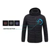 Men Heated Jackets Outdoor Coat USB Electric Battery Long Sleeves Heating Hooded Jackets Warm Winter Thermal Clothing 201128